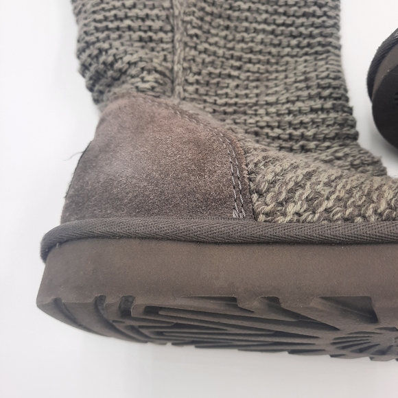 UGG Sweater Knit Foldover Boot Classic Grey Silver Warm Boho Casual Slouchy 8 - Picture 9 of 11